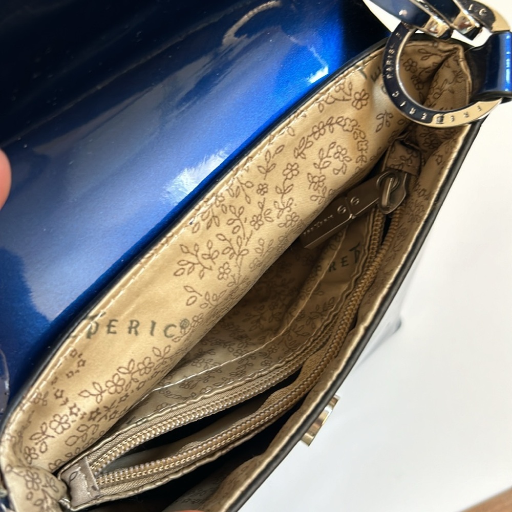 SOLD Elegant Blue Patent Leather Crossbody Bag - Picture 10 of 11